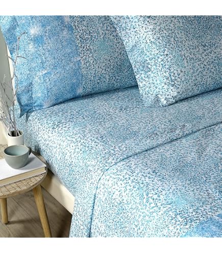 Lenzuola Matrimoniali Caleffi In Flanella Di Cotone - Set 2 Pezzi + 2 Federe, Misura 240x280 Cm, Colore Candy Blu