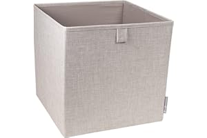 Bigso Box of Sweden Pudełko na kostki do regału lub szafy – duże pudełko do przechowywania ubrań, zabawek, artykułów biurowych itd. – składane pudełko regałowe z poliestru i kartonu – beżowe