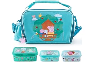 ‎P:OS p:os Peppa Pig Kühltasche Klein Kinder 1,7 L - Mini-Kühlbox inkl. 3x Brotdose - Perfekt für Unterwegs, Strand, Kindergarten oder Schule, Grün