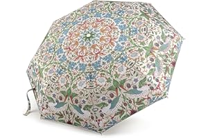 Morris & Co. Minilite 2 Strawberry Thief Light Ground Print Umbrella, Multicoloured, One Size