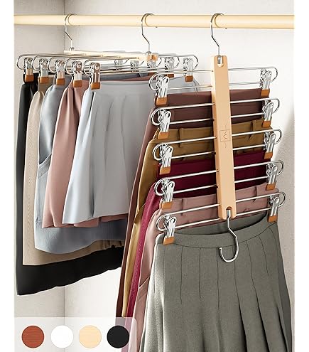 Grucce Salvaspazio Per Pantaloni 5 Livelli - 2 Pezzi In Metallo Con Bracci Oscillanti Antiscivolo Per Armadio - 5