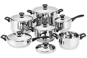 EURORICAMI VITERBO BATTERIA DI PENTOLE BAVARIA 12 PEZZI IN ACCIAIO INOX 18/10