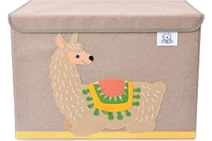 CLCROBD Foldable Kids Large Toy Chest with Flip-Top Lid, Collapsible Fabric Animal Toy Storage Organizer/Bin/Box/Basket/Trunk for Toddler, Children and Baby Nursery (Alpaca)