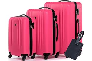 FERGÉ set di 3 valigie viaggio Marseille - bagaglio rigido dure leggera 3 pezzi valigetta 4 ruote rosa