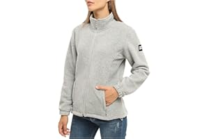 BISON BATTLE Veste Polaire Femme Veste de Survêtement Cardigan avec Fermeture éclair Intégrale et Poches Col Montant pour la Marche et l'utilisation Quotidienne