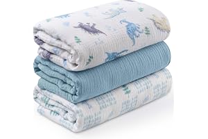 Soarwg Barn muslin bomull baby swaddle filtar, 3-pack, 95 x 100 cm