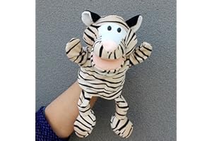LOMTRATS Marionetas de mano de animales para niños, incluye lobo, tigre, león, mono con patas, perfectas para contar historias, enseñanza, preescolar, regalos de cumpleaños (boca abierta móvil)