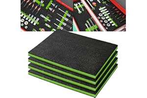 Precision Defined Schiuma per Cassette degli Attrezzi - Inserti in Schiuma per Custodie, Shadow Foam, per Attrezzi - Nero/Verde (40,6 x 30,4 x 2,54 cm, Confezione da 4)