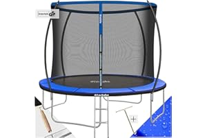 tectake® Trampoline Rond avec Échelle Trampoline Filet de Protection & Tour rembourré, Enfant Adultes Certifié Intertek Sécurité Maximale Jardin Cadeau - Diverses Tailles
