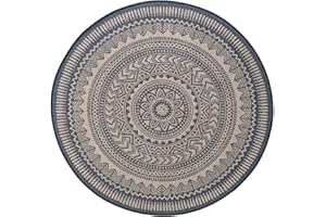 benuta PLUS Dywan do użytku wewnątrz i na zewnątrz, płaski, nowoczesny, odporny na warunki atmosferyczne, niebieski, Ø 120 cm, okrągły - dywan na balkon i do ogrodu