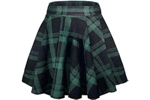 EXCHIC Women's Casual A Line High Waist Mini Skirt Elegant Pull On Elastic Skater Short Skirts