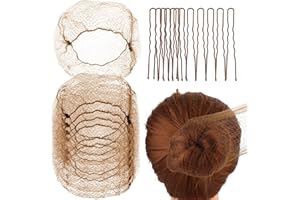 Abeillo Haarnetze für Dutt, 20 Stück Elastisches Ballett Haarnetz, Unsichtbare Haarnetze und 40 U-förmige Haarnadeln, Set für Frauen, Mädchen, Balletttänzer, Krankenschwester (Braun)