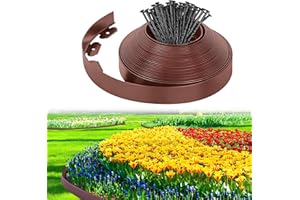 WIEERDA Lawn Edging, 10m Garden Edging Border with 30 Pegs, 5cm High Plastic Flexible Landscape Lawn Edging Strip for Flower Beds Edging, Grass Edging, Lawns and Paths