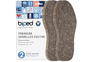 biped 2 paires de semelles feutrées en pure laine - Semelles chauffantes en feutre naturel pour un climat agréable dans la chaussure z2754(42-43)