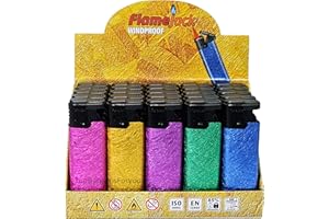 Zactly - 5 x FlameJack Colourful Windproof Dustproof Jet Lighters Really Powerful – LIMITED EDITION (Glitter Texture) Multicolor