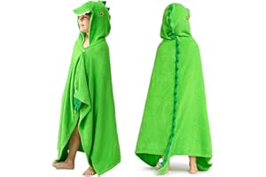 Joiedomi Dinosaurio 127 x 77 cm Toalla con Capucha para Niños - Toalla de Baño de Algodón Suave - Para Niños de 3 a 10 Años - Toalla de Piscina con Capucha - Toalla Poncho Absorbente
