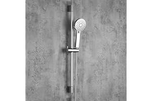YOOZENA Shower Riser kit, Including Stainless Steel Shower Rod and Shower Head with 3 Jet Types, Shower Set, Chrome (Silver-1)