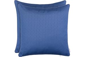 Brandsseller Lot de 2 Coussins d’extérieur 45 x 45 cm – Coussins décoratifs imperméables avec Passepoil en Structure alvéolaire – Outdoor pour Jardin, Balcon, Terrasse et Canapé - Bleu