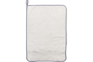 Panini Tessuti, ASCIUGAMANO di SPUGNA in 100% COTONE per bimbo/a con occhiello, bordo colorato a quadretti e tela aida per poter ricamare il proprio nome