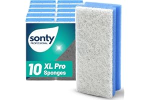 Sonty 10 st rengöringssvamp, repfri, tvättbar, stor, 15 x 7 x 4 cm, vit