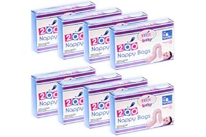 MAX SOLUTIONS Sacs jetables parfumés et hygiéniques avec poignée à nouer - pour couches de bébé (8 paquets, 1 600 sacs)
