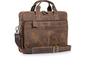 KomalC 16 Inch Leather briefcases Laptop Messenger Bags for Men and Women Best Office Satchel Bag