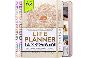FREEDOM MASTERY Life Planner - Agenda settimanale deluxe non datata, agenda mensile, un viaggio di 12 mesi per aumentare la produttività | Life Organizer, diario della gratitudine, agenda, lista delle cose da fare