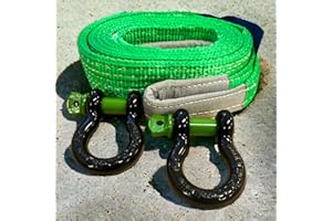 ‎DESERT FOX WINCH Desert Fox Winde-Set: 2 x 5/8" Hochfeste Schäkel und 3m Hochleistungs-Abschleppgurt, 14 Tonnen Bruchlast, Baumfäll- und Forst-Abschleppausrüstung, entspricht EN 1492-1