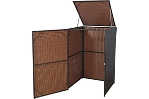 MENDLER Mülltonnenverkleidung HWC-E25, Mülltonnenbox Mülltonnenabdeckung, Poly-Rattan 120l - braun