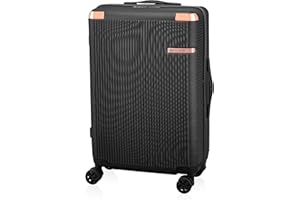 BETLEWSKI - Walizka z twardą obudową – duża walizka z 4 kółkami – lekka walizka podróżna ABS z zamkiem, czarny, M, Walizka
