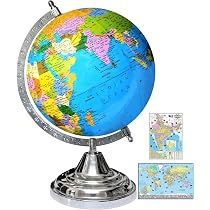 SAVY Globe 8 Inch with India & World Map Charts, Multicolor Map ...