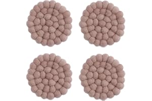Én Gry & Sif Filzkugel Untersetzer 4 Stück, Topfuntersetzer rund, Schurwolle, Filzuntersetzer, hitzebeständig, Alt-Rosa, Ø 10 cm