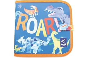 Jaq Jaq Bird- Jaq Bird 4 craies, Motif Dinosaure, Livre de coloriage effaçable pour Enfants, 1108031