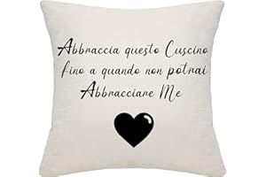 Bommex Regalo per coppie amanti Amici di famiglia Abbraccio Copricuscini per lui o il suo San Valentino Compleanno Regalo di Natale(Abbraccia questo cuscino fino a quando non potrai abbracciare me)