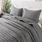 R. SHARE Spring Summer Bed Quilt, Grey, 300 x 270 cm Bouti Bed Quilt, 180/200, Quilted for Bed or Sofa, Soft and Breathable,