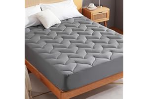 Sonive King Size Mattress Topper, 150 x 200 cm Mattress Topper Kingsize Extra Deep 30cm Pocket, Grey Fitted Mattress Protector