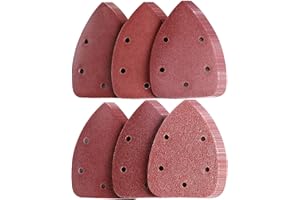 LESNIC 240 Grits Mouse Detail Sander 50pcs, 140 * 90mm 5 Holes Assorted Sandpaper Sanding Pads Hook and Loop Sandpaper Sheet for Orbit Orbital Sander and All Oscillating Tools (240# x 50pcs)