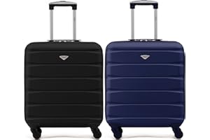 Flight Knight Zestaw 2 walizek, lekki 4-kołowy twardy futerał ABS, bagaż podręczny, dopuszczony do ponad 100 linii lotniczych, w tym British Airways, zatwierdzony przez Ryanair i easyJet, bezpłatny
