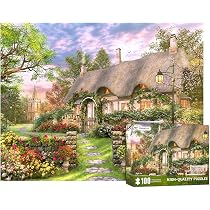 CHengQiSM Puzzles de 100 pièces pour Enfants Paysage de Campagne Puzzle de 100 pièces pour Adultes Cottage Rural Peinture à l'huile Puzzles de 100 pièces pour Adultes Puzzles de 10