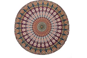 Popular Handicrafts Beliebter runder Wandteppich, indisches Mandala, Strandtuch, Wandteppich, Hippie, Boho, Baumwolle, Tischdecke, rund, Yoga, Picknickdecke