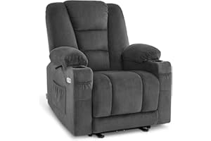 ‎M MCOMBO M MCombo Fernsehsessel elektrisch verstellbar 7008, Relaxsessel mit Liegefunktion, TV Sessel mit Massage & Wärmefunktion, USB & Getränkehalter, Wohnzimmer (Stoff, Dunkelgrau)