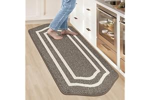 COSY HOMEER Nonslip Long Kitchen Rug Runner, 60 x 150 cm, Machine Washable 100% Polypropylene Rug Runner for Floor, Soft Carpet Runner for Kitchen Hallway Decor, Beige