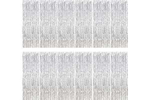 12 stycken glittergardiner silver, 1 m x 2 m, glittergardin glitter | Lametta gardiner, glitter party gardin, folie fransar bakgrund för fest dekoration födelsedagsdekoration jul fest dekoration