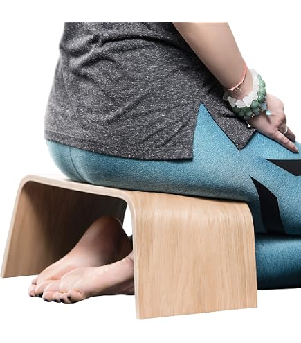 Tabouret De Méditation En Bambou Pliable – Avec Coussin Velours, Sac De Transport, Inclinaison 5°, Charge Max 180 Kg, Pour Yoga, Prière, Seiza