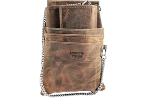 LEONARDO VERRELLI Waiter Wallet, Made of Leather, Waiter's Wallet, Taxi, Women's Men's Wallet with or without Holster, Pocket with Chain and Large Coin Compartment in Black, brown, Classic