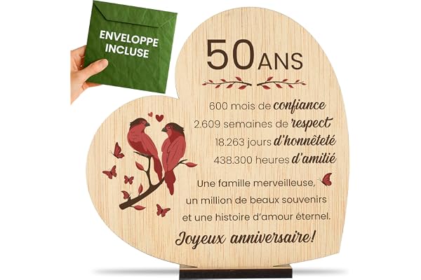 CONTRAXT Cadeau Noces d'Or 50 ans de Mariage pour Parents Idée Cadeau Originale pour 50ème Anniversaire de Mariage Mère & Père Carte de Vœux (50 Ans)
