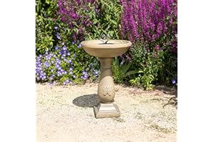 PRIMROSE Butterfly Brook Solar Bird Bath Water Feature Fountain with Lights 84 cm by Solaray