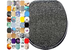 Sanilo Abattant WC, Grande sélection de lunettes de toilette, Finition de haute qualité, Charnières robustes, Fixation facile (Noir scintillant)