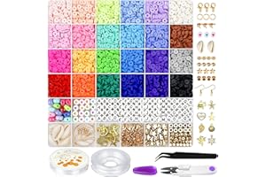 TRAND Bracelet Making Kit 6100 Clay Bead Friendship Bracelet Kits Preppy Beads for Jewellery Making,24 Colours Flat Preppy Beads for Bracelet Arts and Crafts Gifts for Girls Ages 6-12
