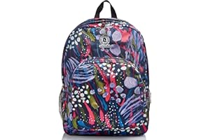 Zaino Strong Invicta , Abstract Jungle, Blu, Doppio Scomparto, Scuola & Tempo Libero